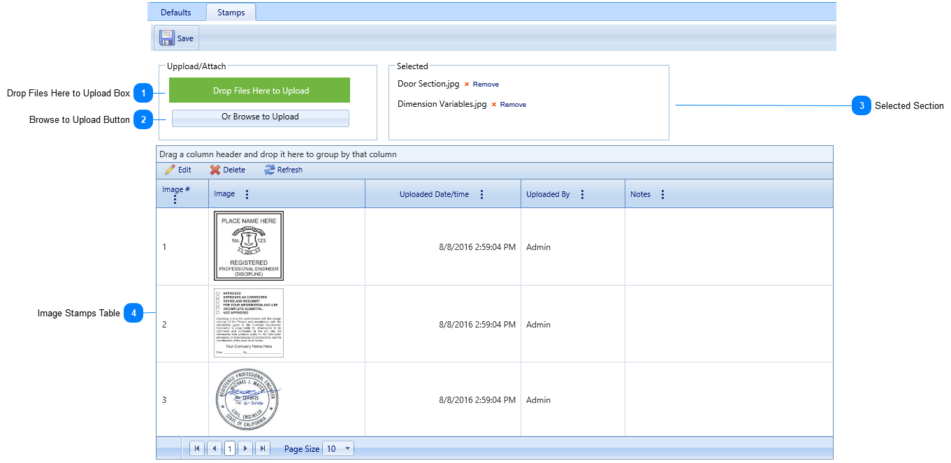 PMWeb Viewer Settings Stamps Tab