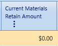 31. Current Materials Retain Amount Field