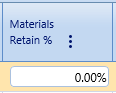 33.  Materials Retain % Field