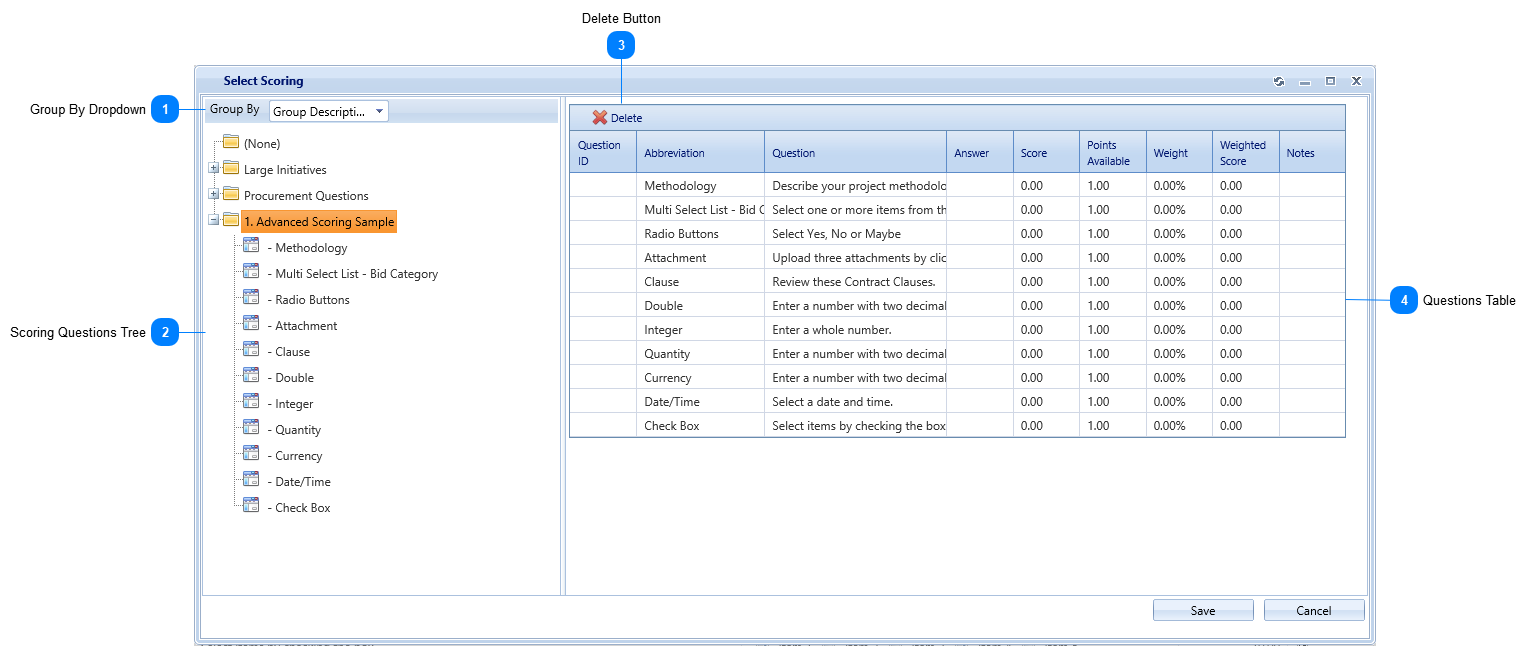 Select Scoring Dialog