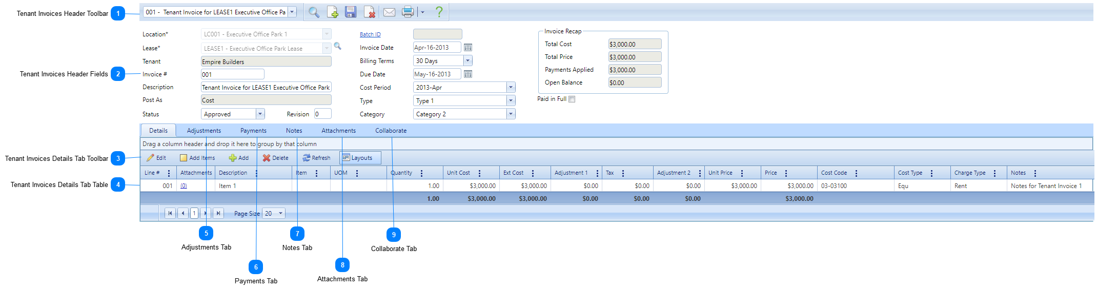 Tenant Invoices