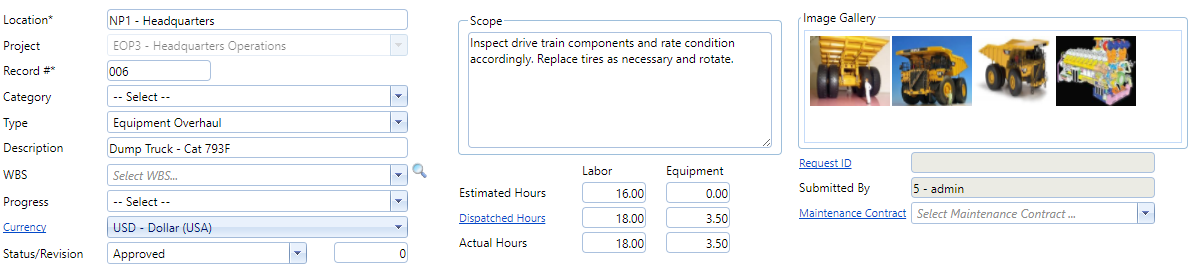 2. Work Orders Header Fields