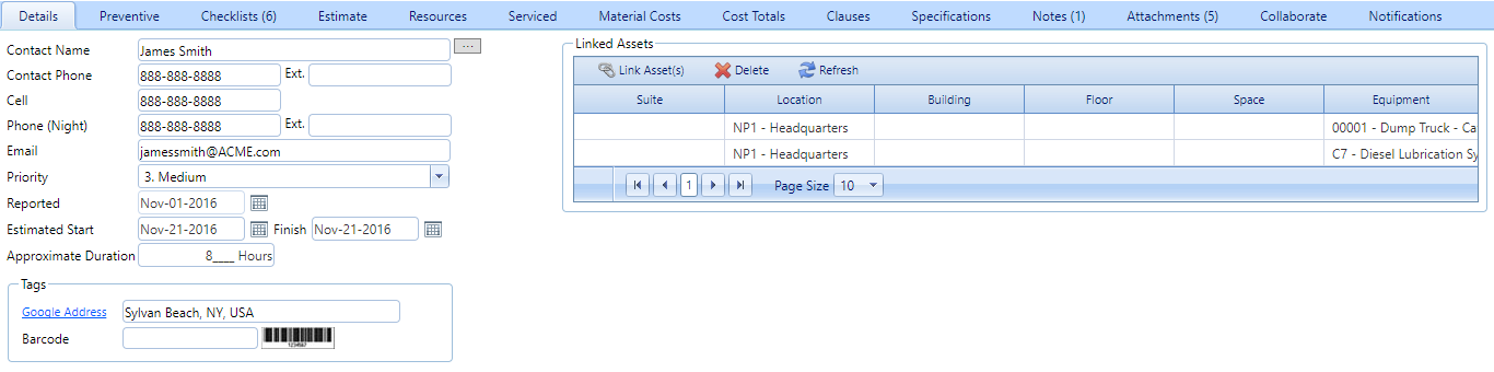 3. Work Orders Details Tab