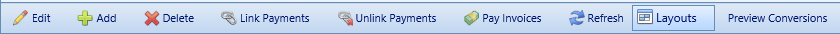 3. A/R and A/P Payment Batches Details Tab Toolbar