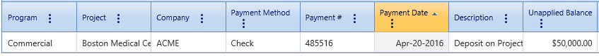 7. Available Payments Table Read Only Fields