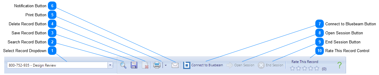 Bluebeam Markups Header Toolbar