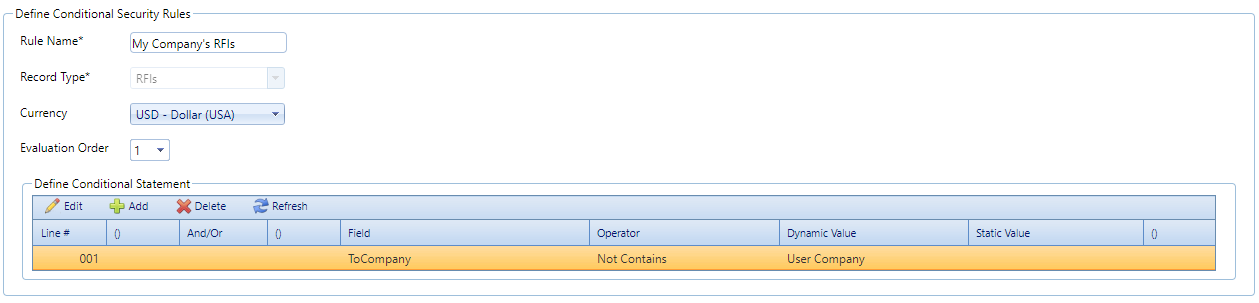 6. Define Conditional Security Rules Section