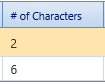 3. # of Characters Field