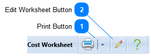 Cost Worksheets Header Toolbar