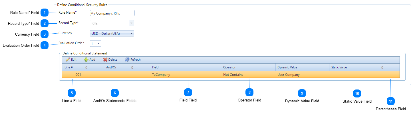 Define Conditional Security Rules Section