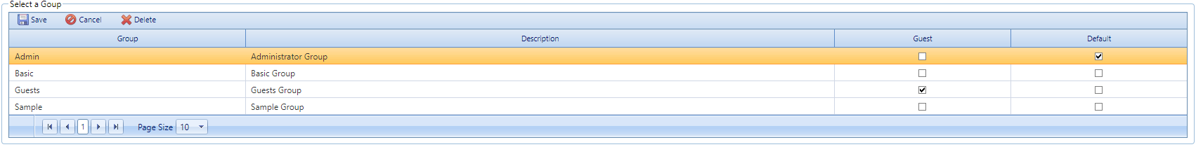 1. Group Selector Table