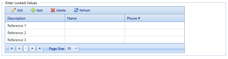 5. Enter Locked Values Table