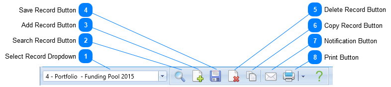 Funding Records Header Toolbar