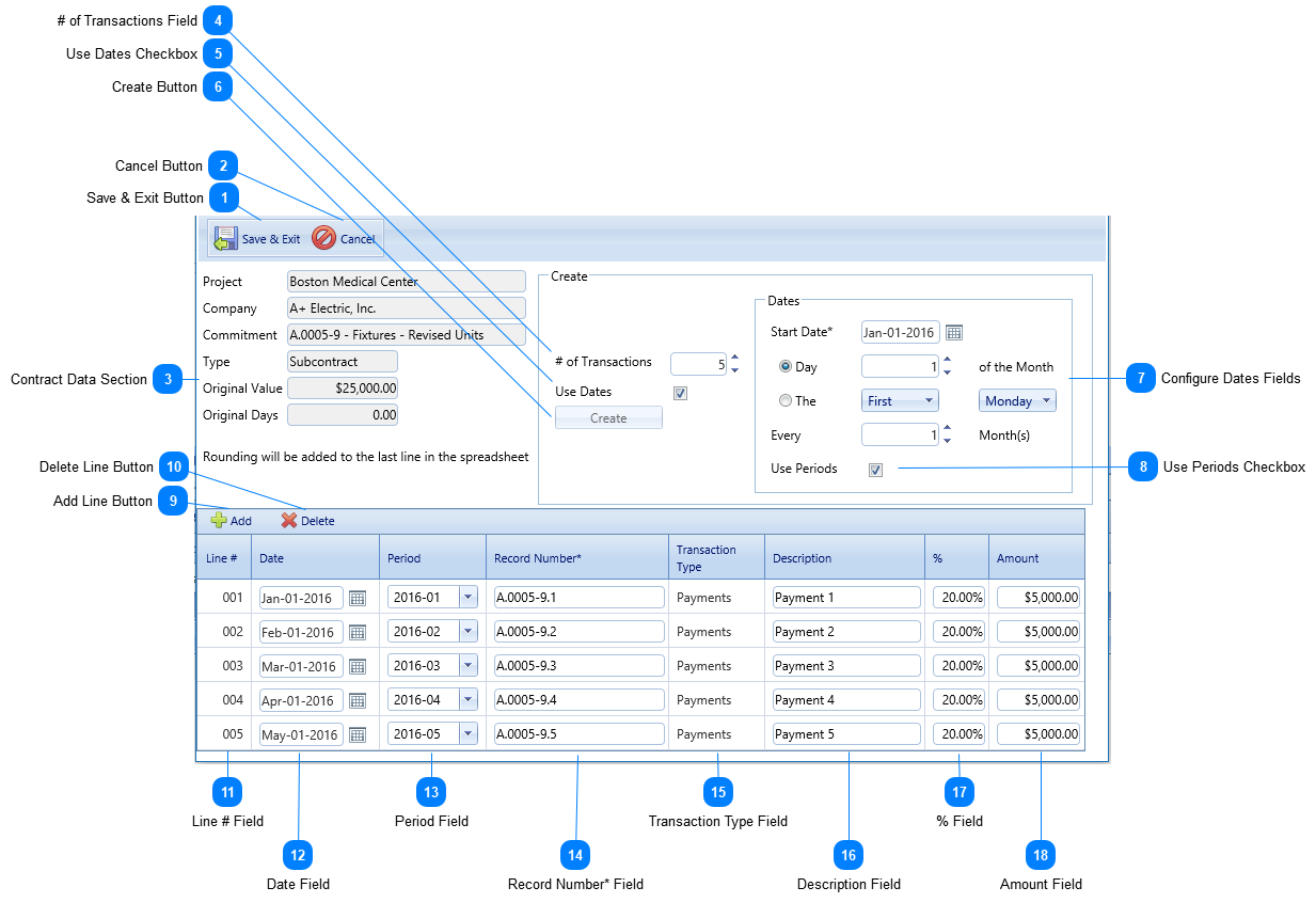 Generate Payment Schedule Dialog