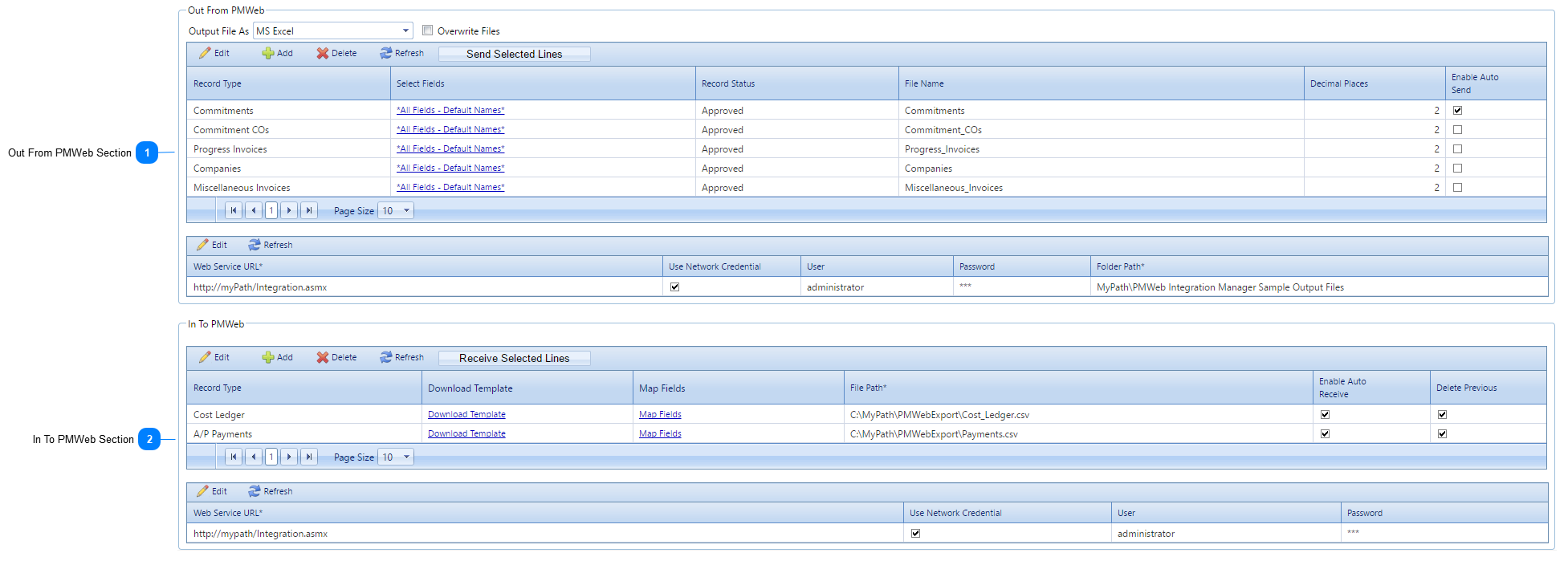 Integration Manager Configuration Tab