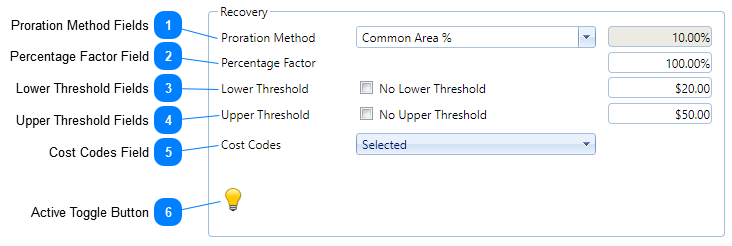 Lease Charges Details Dialog Recovery