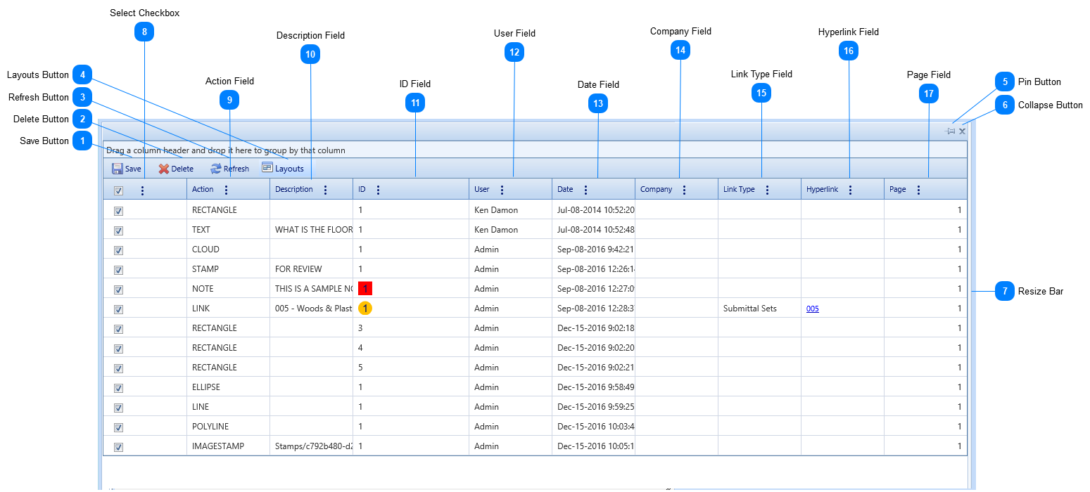 PMWeb Viewer Redlining Tab Actions Flyout