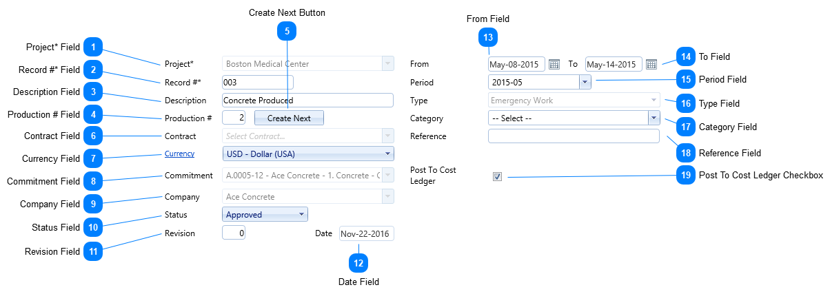 Production Header Fields