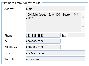 1. Primary Address Section