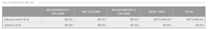 3. ADJUSTMENTS TAB RECAP SECTION