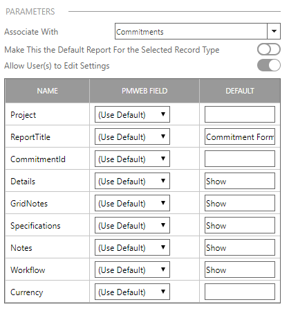 3. PARAMETERS SECTION