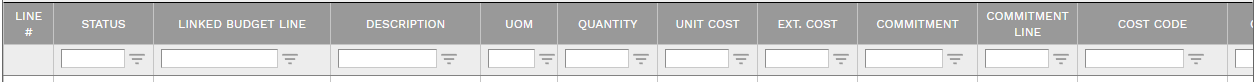 9. COST TABLE