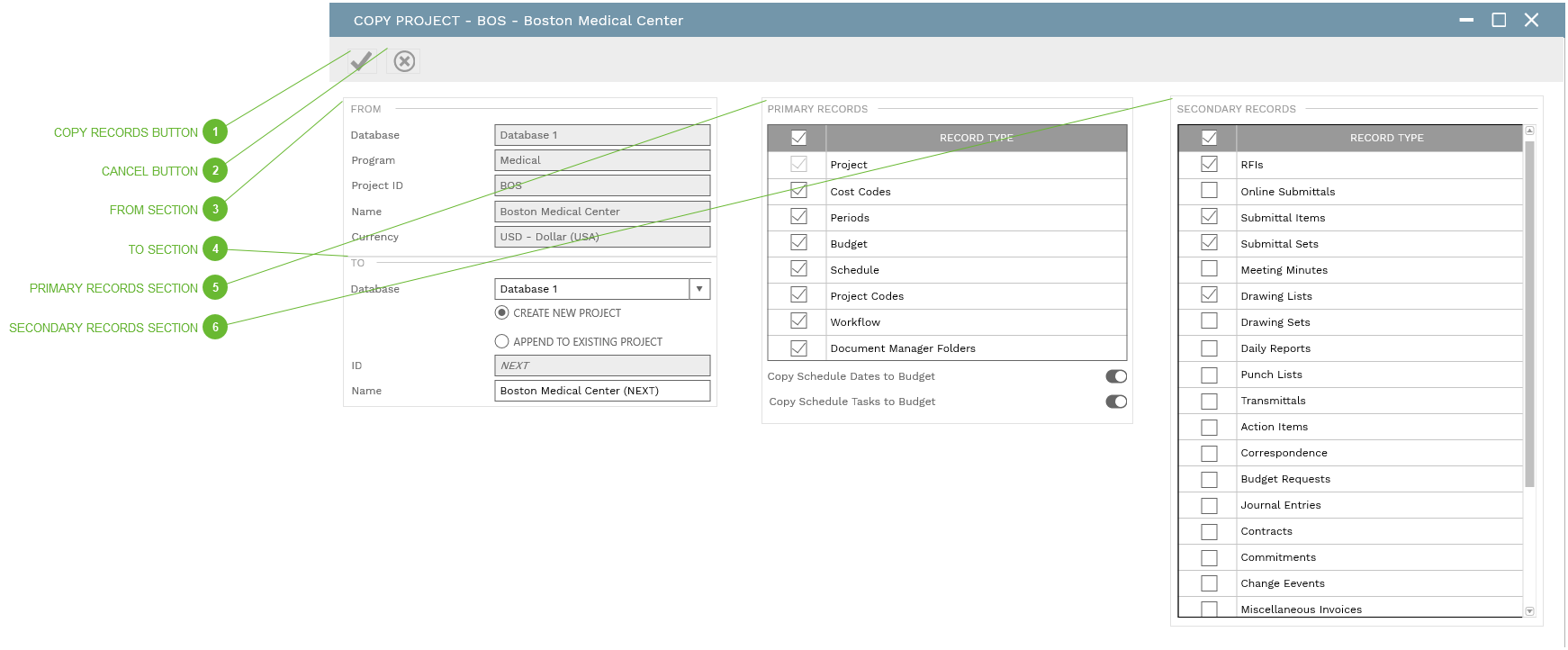 Copy Project Dialog