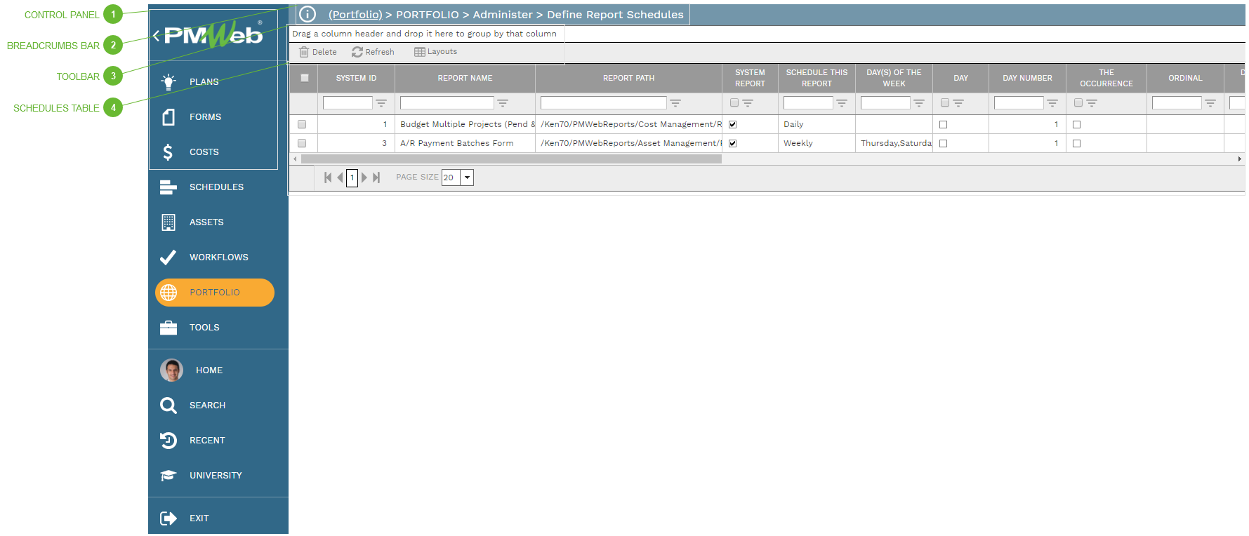 Define Report Schedules