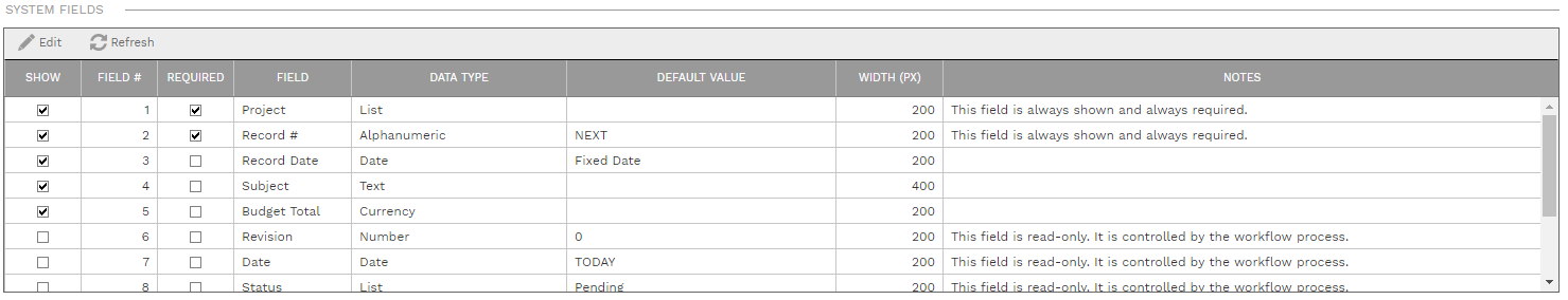 6. SYSTEM FIELDS SECTION