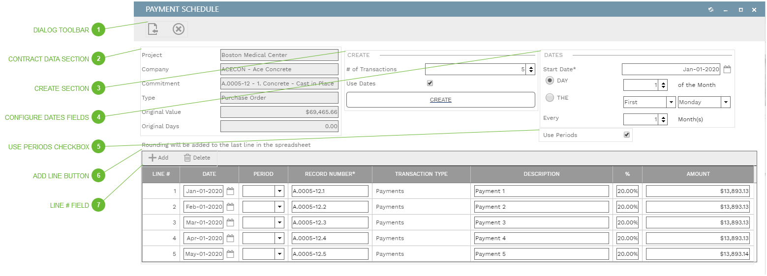 Generate Payment Schedule Dialog