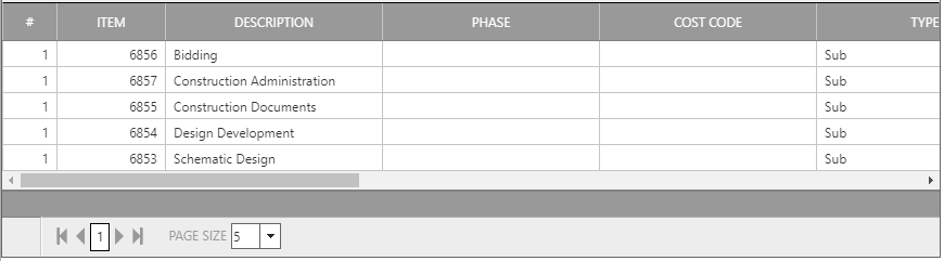 6. ITEMS TABLE