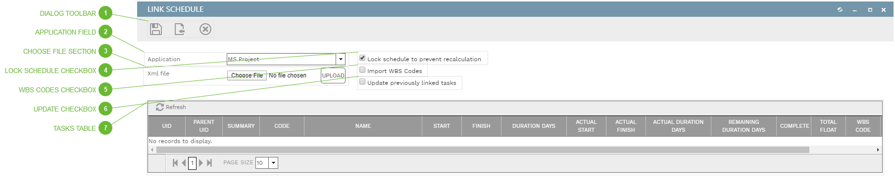 Link Schedule Dialog