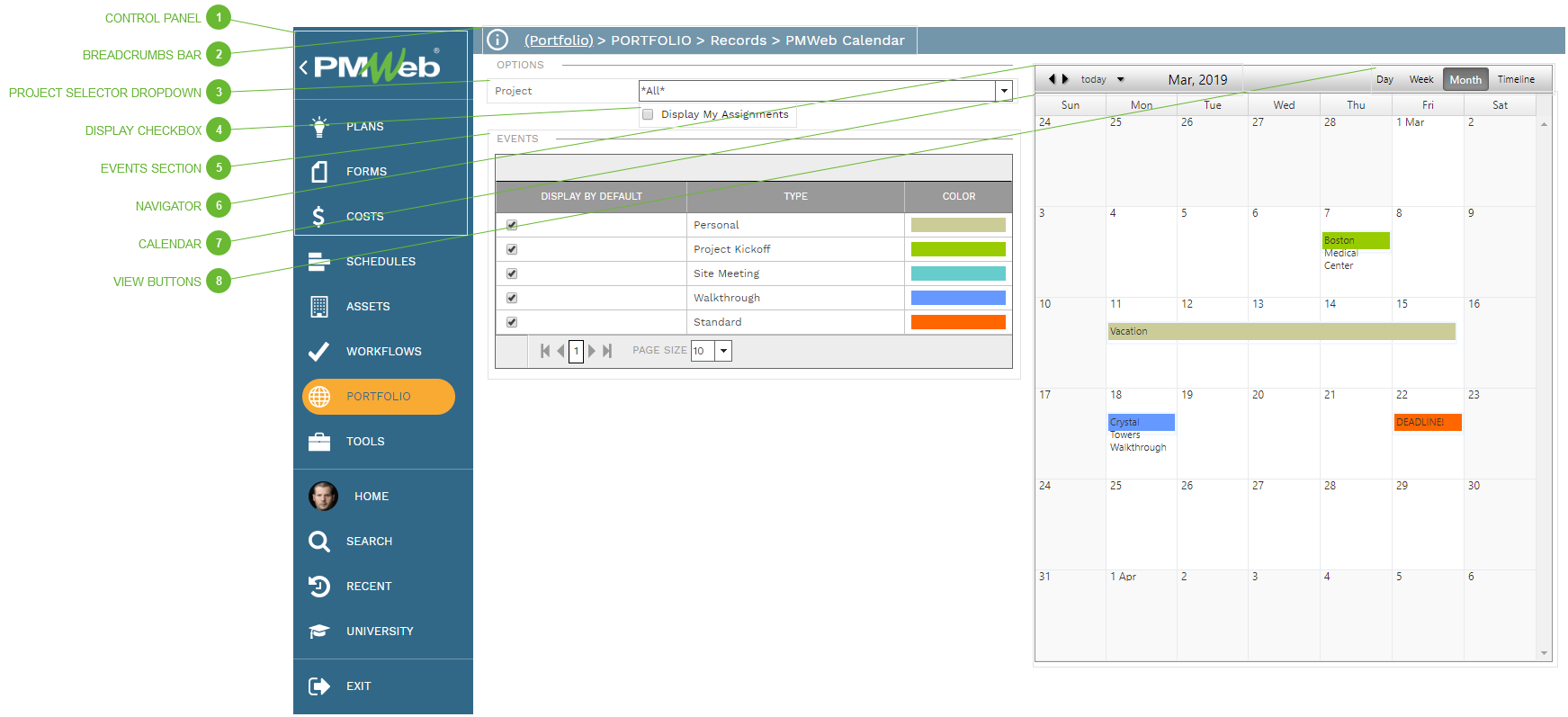 PMWeb Calendar