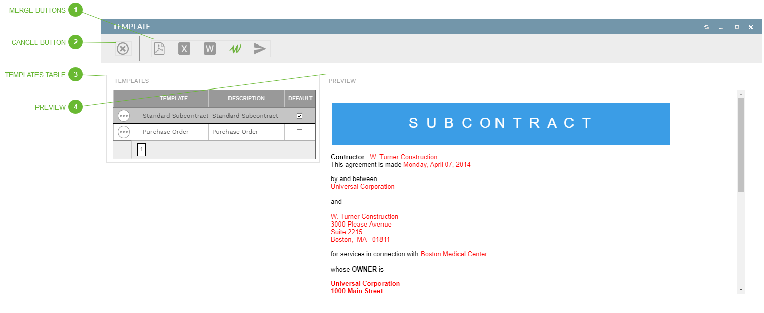 PMWeb Word Templates Dialog