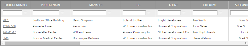 5. PROJECTS TABLE