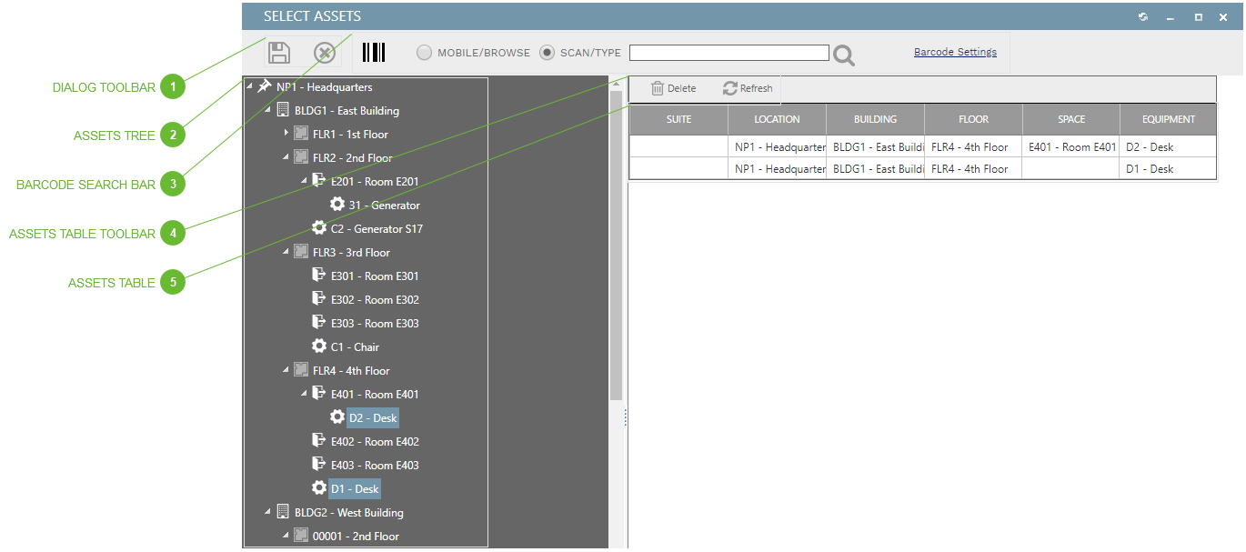 Select Assets Dialog