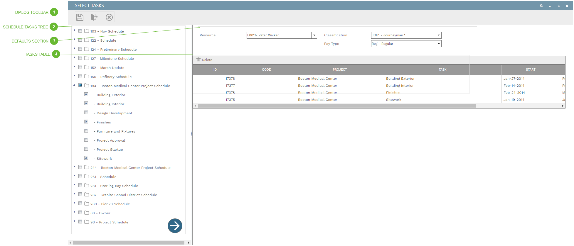 Tasks Dialog (Schedule)