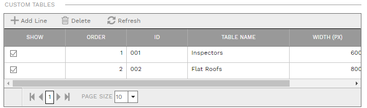 8. CUSTOM TABLES SECTIONS