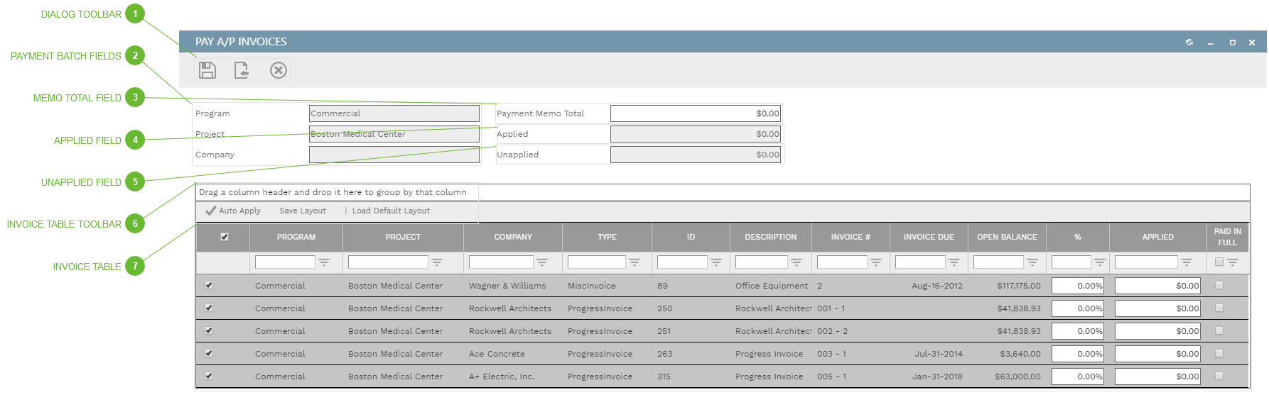 Pay Invoices Dialog