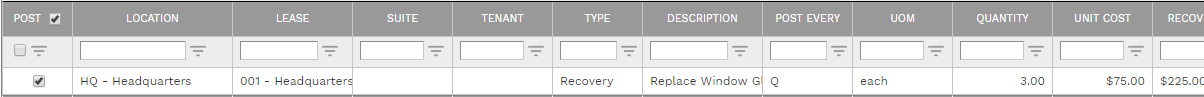 7. RECOVERIES SUB-TABLE