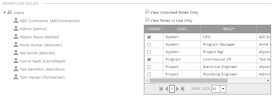 2. Workflow Roles Section