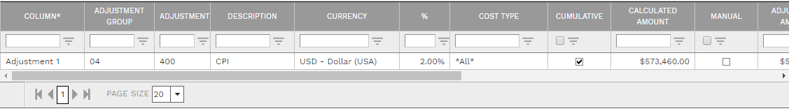 2. ADJUSTMENTS TAB TABLE