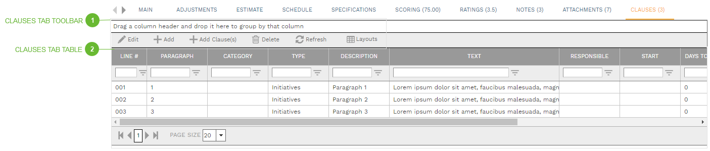 Clauses Tab