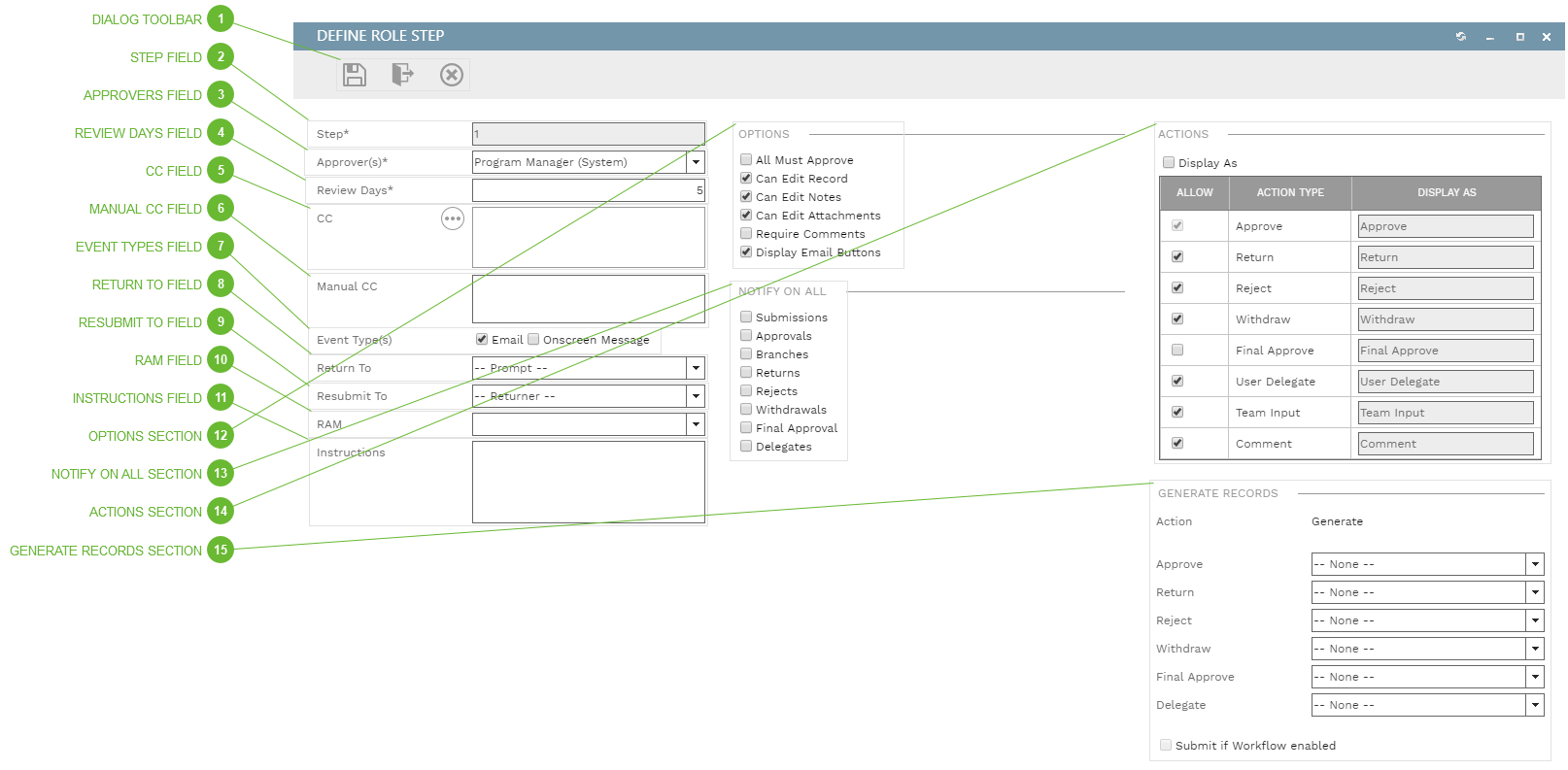 Define Role Step Dialog