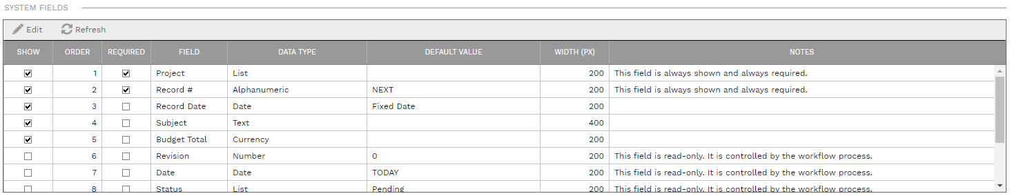 6. SYSTEM FIELDS SECTION