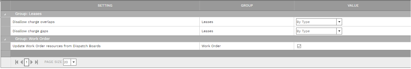 7. SETTINGS TABLE