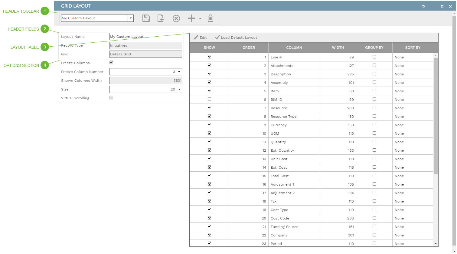 Grid Layout Dialog