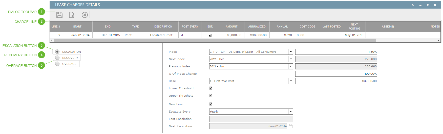 Lease Charges Details Dialog