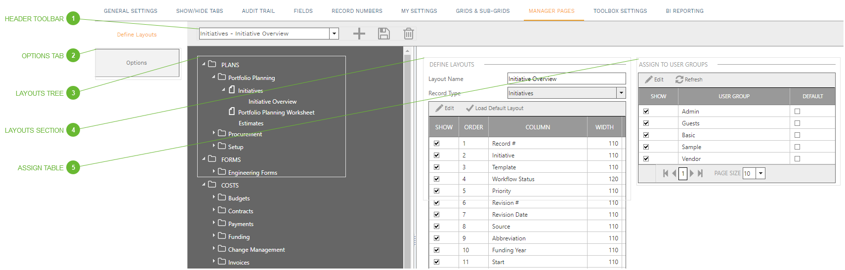 Manager Pages Tab