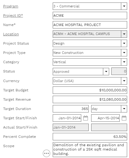 2. PROJECT FIELDS